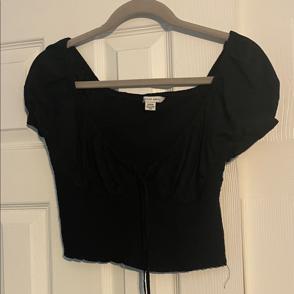 American Eagle Outfitters Black Square Neck Blouse